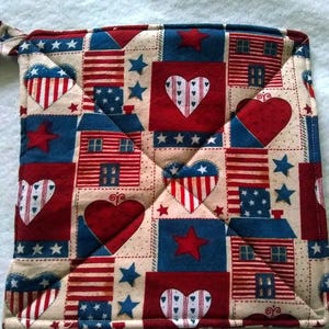 Patriotic Potholder or Hot Pad with Hanging Loop - Fourth of July Decor, 4th of July Potholder