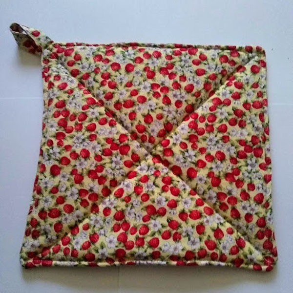 Strawberry Potholder or Hot Pad with Hanging Loop