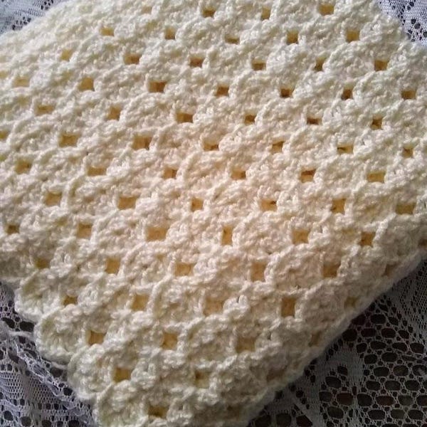 Ecru Crochet Blanket - Handmade Elegant Lace Throw - Chair Throw/Crochet Afghan/Crochet Throw/Farmhouse Blanket/Couch Throw