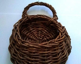 Small Rustic Wicker Wall Basket - Farmhouse Decor/ Country Decoration/Multipurpose Basket/Craft Supply