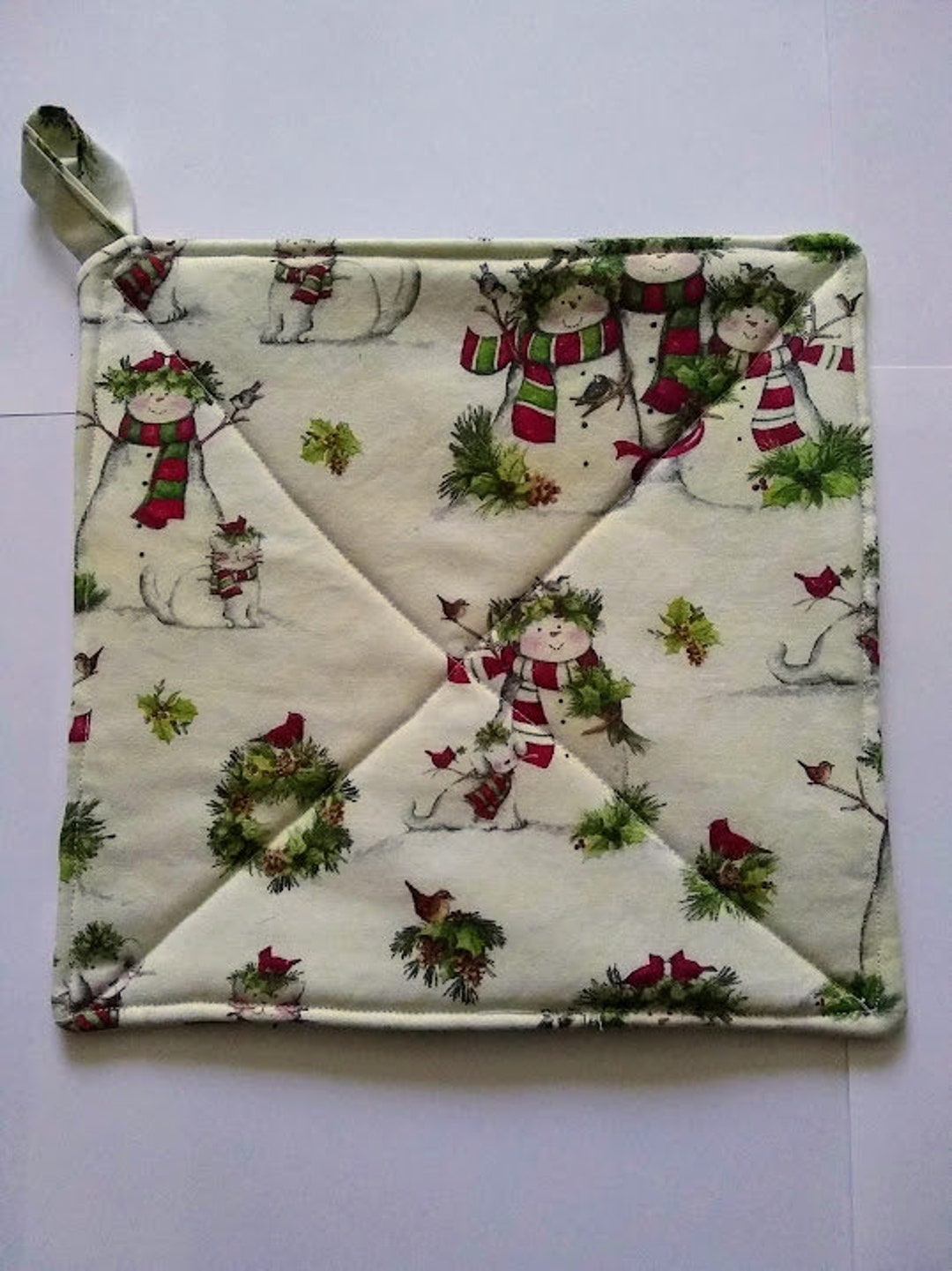 Snowman Potholder or Hot Pad With Hanging Loop Snowmen Etsy