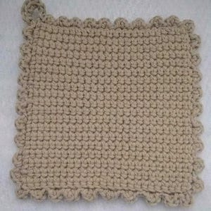 Double-Thick Crocheted Cotton Potholders, Trivet, Hot Pads - Tan