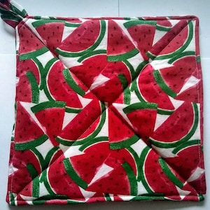 Watermelon Potholder or Hot Pad with Hanging Loop