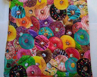 Donut Print Potholder or Hot Pad with Hanging Loop - Colorful Donut Print Trivet