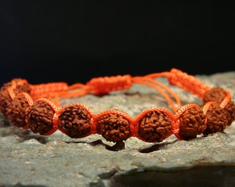 Rudraksha Orange Shamballa Amulet Bracelet Lucky Talisman Nepal Rudraksh Prayer Beads Mala by izida