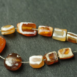 Ancient PYU KUSHAN 11 Rare Etched CARNELIAN Agate Dzi Beads, collectible, jewelry making, izida personal collection