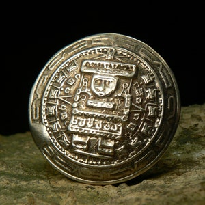 Antique Mayan Calendar solid Sterling Silver Pendant Broch Pin, Powerful Talisman by izida