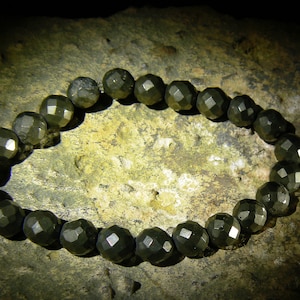 Krachtige Genezers Gouden Edelsteen Faceted Kralen Armband, Pyriet, Magnetiet, Afrikaans Goud, Lucky Charm, verbetert energie en vitaliteit, door izida