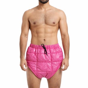 Patent Nylon High-Waist Underwear with Snap Fasteners