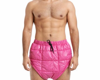 Patent Nylon High-Waist Underwear with Snap Fasteners