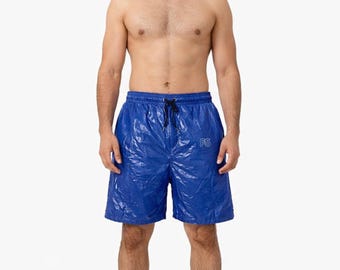 Men’s Blue Shiny Nylon  Shorts