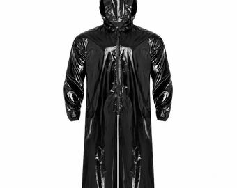 Unisex Shiny Nylon Pro Hooded  Coat