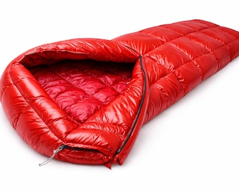 Red Shiny Nylon Mummy Sleeping Bag Lightweight