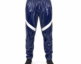 Shiny Nylon Pro Track Pants  Joggers with Contrast Panels