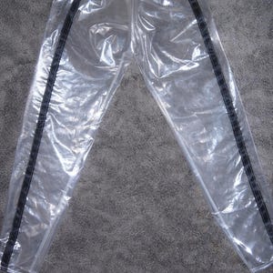 Pantalones de PVC transparentes para hombre con rayas negras imagen 2