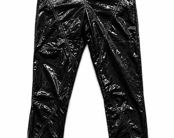 Women Black PVC Vinyl Pants