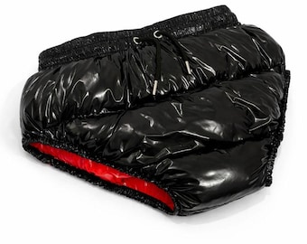 High Waist Brief Style Shorts with Red Lining & Drawstring