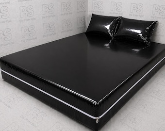 Black Shiny Nylon Mattress Cover Set