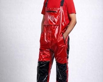 Glossy Red Shiny Nylon Bib Lightweight