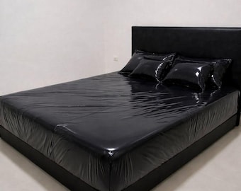 Zwart glanzend nylon lakenset