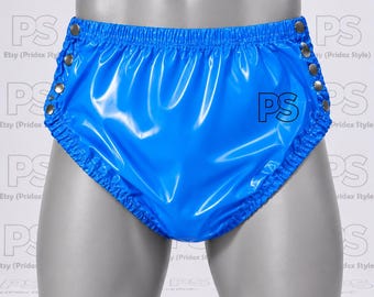 Blue Shiny Nylon Briefs