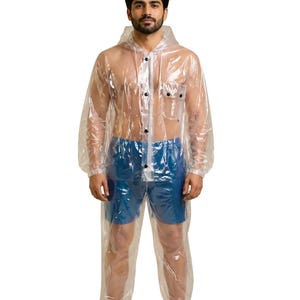 PVC Hooded Jacket with Transparent Pants Set