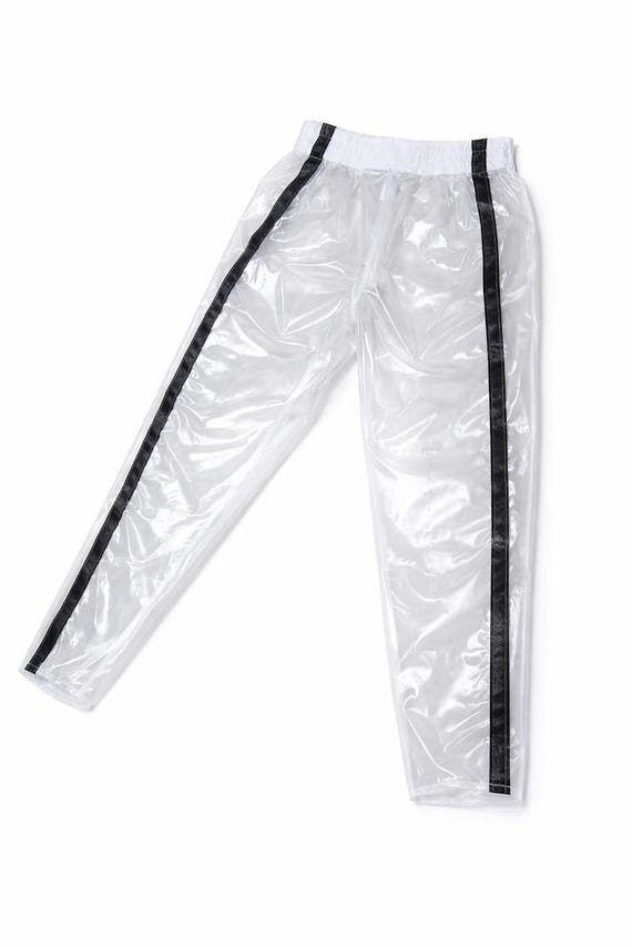 Men’s Transparent PVC Pants with Black Stripes