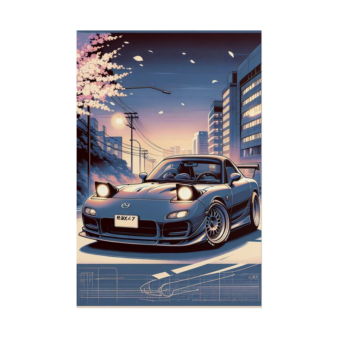 Mazda RX7 FD JDM Poster, Anime Car Art, Japanese Street Scene - Etsy