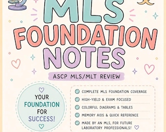 Guide d'étude MLS FOUNDATIONS | Notes manuscrites de phlébotomie (téléchargement numérique) | Ressource d'étude ASCP