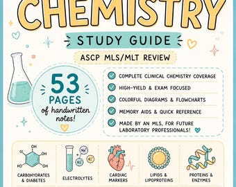 Notes de chimie clinique pour les sciences de laboratoire médical | 53 pages | Guide d'étude pour l'examen ASCP | Ressources pour étudiants en sciences de laboratoire médical