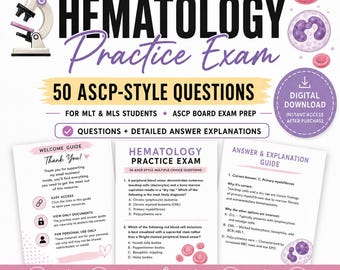 Examen pratique d'hématologie | 50 questions de type ASCP (Téléchargement numérique)