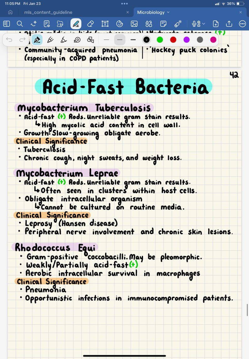 Mls Study Guide MICROBIOLOGY ASCP Notes | 50 Page Handwritten MLS Study Guide | High ...
