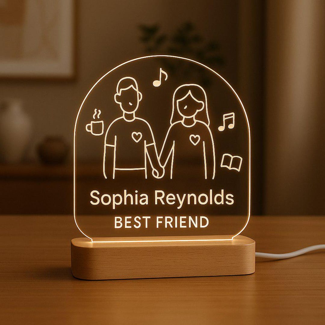 Best Friend LED Night Light | Personalized BFF Gift | Custom Laser ...