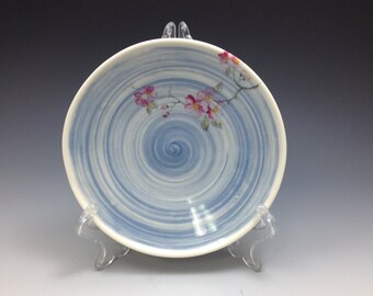 Handmade Blue Cherry Blossom Porcelain Tapas or Dessert Plate