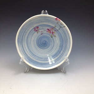 Handmade Blue Cherry Blossom Porcelain Tapas or Dessert Plate