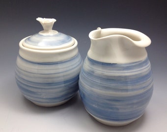 Cottage Chic Ombré Blue Sugar and Creamer Set