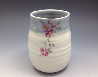 Cherry Blossom Flower Porcelain Vase or Cup