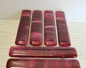 Fused Glass Drawer Pulls Cabinet Pulls, Cranberry and White Door Pulls, Burgundy Hardware, Closet Door Pulls, Furniture Handles, Drawer Knob