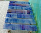 Blue and White Iridescent Fused Glass Drawer Pull, Cabinet Pull, Home Decor, Kitchen Hardware, Closet Door Pulls Handles, Cupboard Door Pull