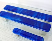 Blue and White Extra Large Fused Glass Closet Door Pull, Cabinet Pull, Loft Pull, Blue Pantry Door Handles, Interior Barn Door Pulls
