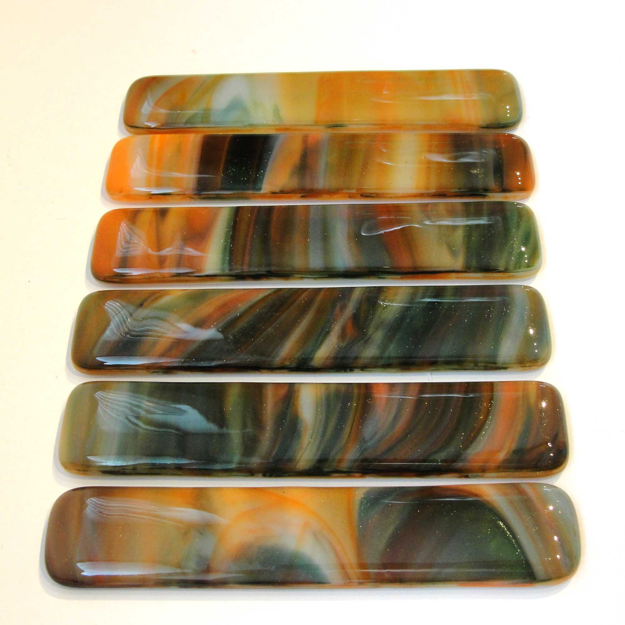 Green and Orange Drawer Pulls Fused Glass Pulls Etsy