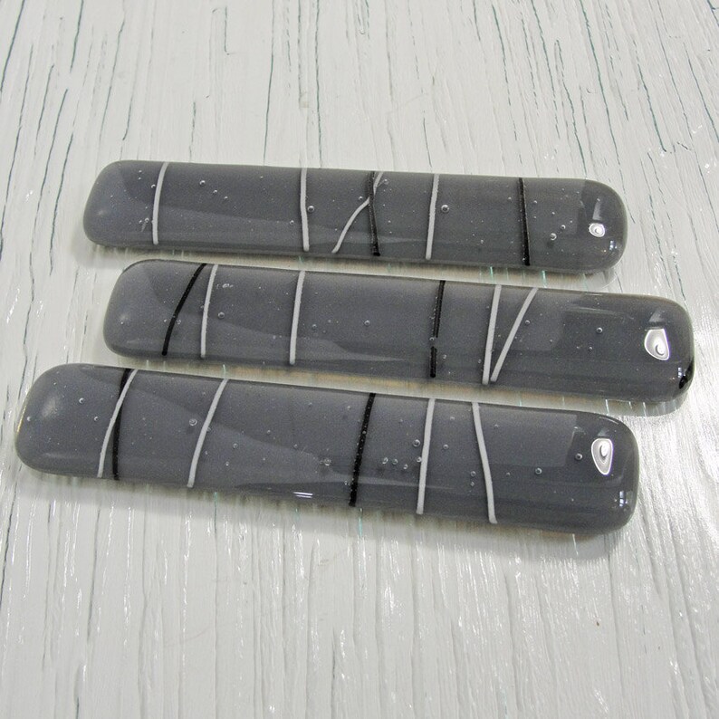Gray Black and White Glass Drawer Pull Fused Glass Etsy