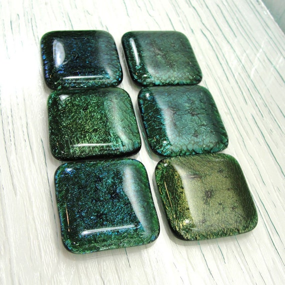 Iridescent Green Fused Glass Cabinet Knobs Dark Green Drawer Etsy