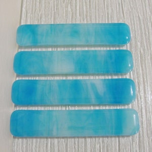 Turquoise Fused Glass Cabinet Pulls, Kitchen Drawer Pull, Cabinet Handle, Glass Hardware, Closet or Pantry Door Pull, Light Blue Beachy Pull