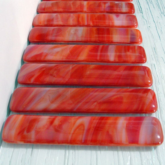 Red And Orange Glass Drawer Pulls Cabinet Pulls Fused Glass Etsy