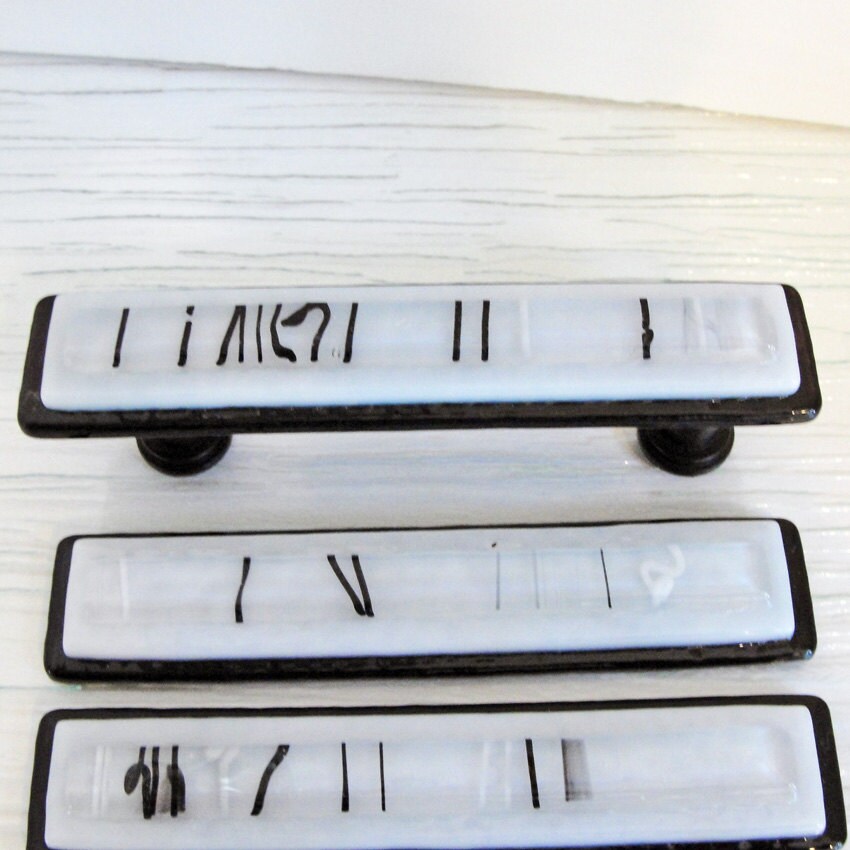 Fused Glass Drawer Pull Pulls Black and White Home Etsy