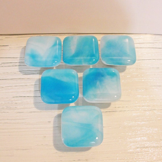 Turquoise Fused Glass Cabinet Pulls Drawer Pulls Turquoise Etsy