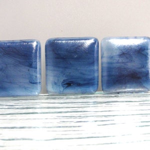 Blue and White Iridescent Fused Glass Cabinet Knobs, Drawer Knobs, Glass Drawer Pulls, Closet Door Knobs, Dresser Knobs, Pantry Door Knobs