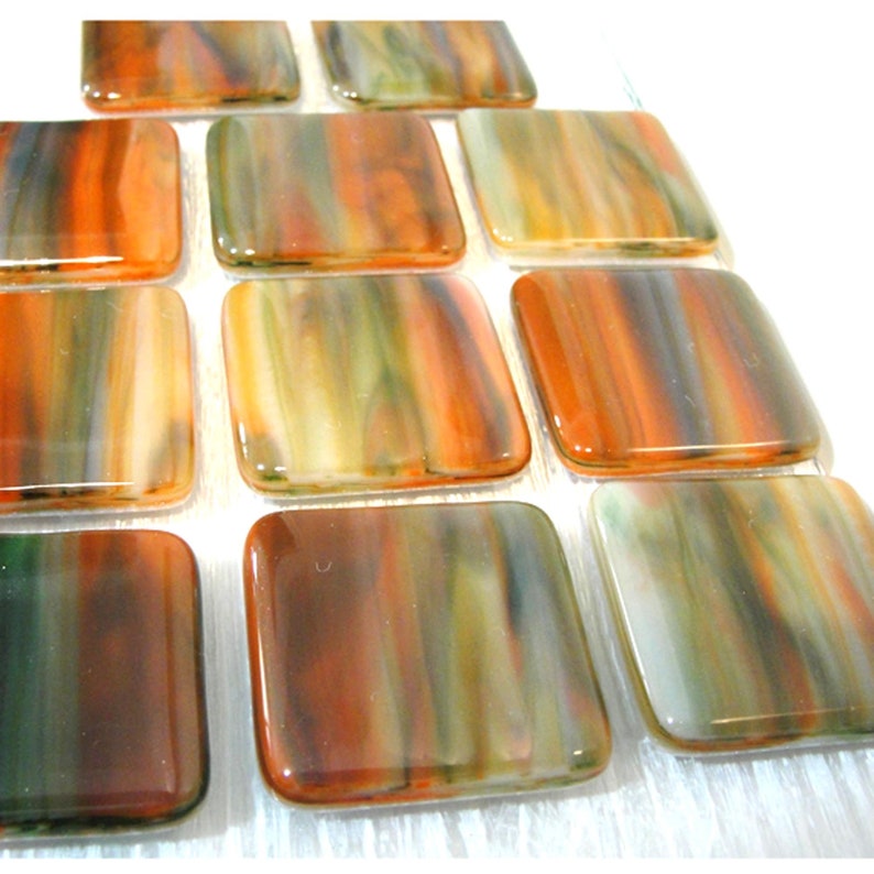 Orange and Green Drawer Knobs Fused Glass Knobs Etsy