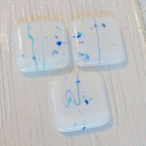 White And Blue Drawer Knob Fused Glass Cabinet Knob Cabinet Etsy